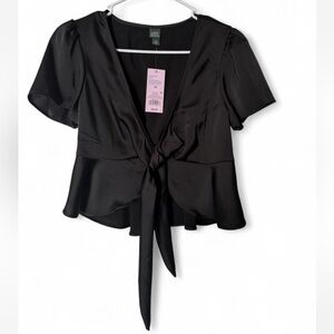 Wild Fable Satin Black Blouse